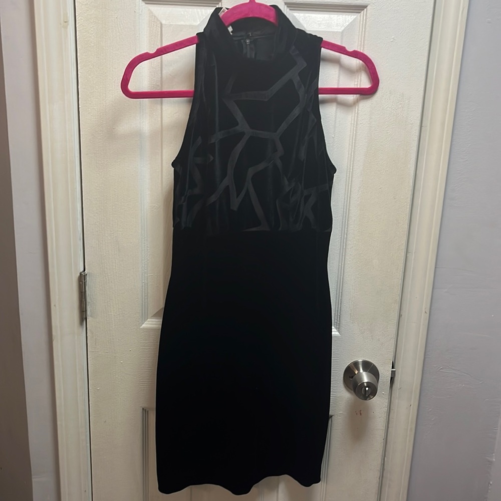Reggio VINTAGE Synthetic Velvet Little Black Dress LBD